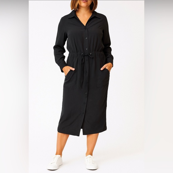 Eileen Fisher Dresses & Skirts - Eileen Fisher 100% Silk Shirt Dress Black Size XS